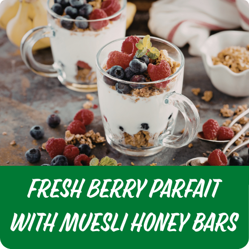 Fresh Berry Parfait with Muesli Honey Bars